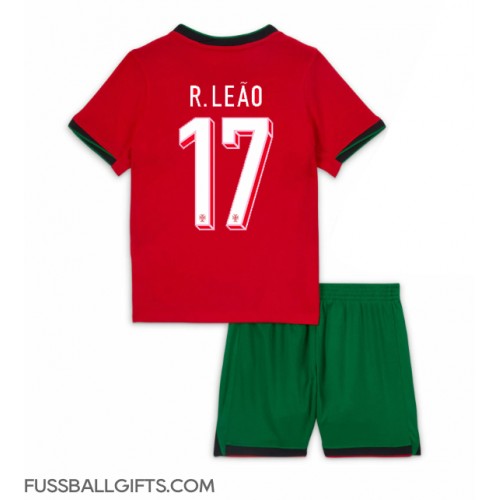 Portugal Rafael Leao #17 Fußballbekleidung Heimtrikot Kinder EM 2024 Kurzarm (+ kurze hosen)